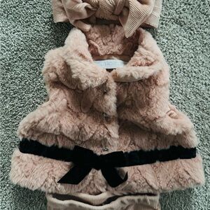 RZ by Rachel Zo- Faux Fur Vest with Bow Accent